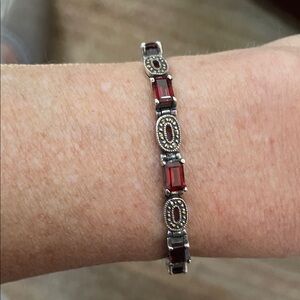 Elegant Silver and Garnet Bracelet